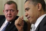 Tvetydigt. Alt imens regeringen snakker opretholdelse af asylansøgeres vilkår, bliver der herhjemme lagt vægt på yderligere stramninger. På billedet ses Lars Løkke Rasmussen i samtale med USA's Præsident, Barack Obama. Arkivfoto: AP 