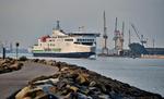 Solo. ’M/F Berlin’ er den første af de to nye Scandlines-færger, der sejler Gedser-Rostock. ’M/F Copenhagen’ følger efter senere i år. 