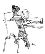 Dømt. Lise Bondesens logik sagde hende, at tys-tys-kildens oplysninger måtte være ulovlige. Alligevel brugte hun dem på Se og Hør og avancerede til nyhedschef. Hun har siden tilstået og er dømt i sagen – og i dag vidnede hun mod sine gamle kolleger. Tegning: Anne-Marie Steen Petersen 