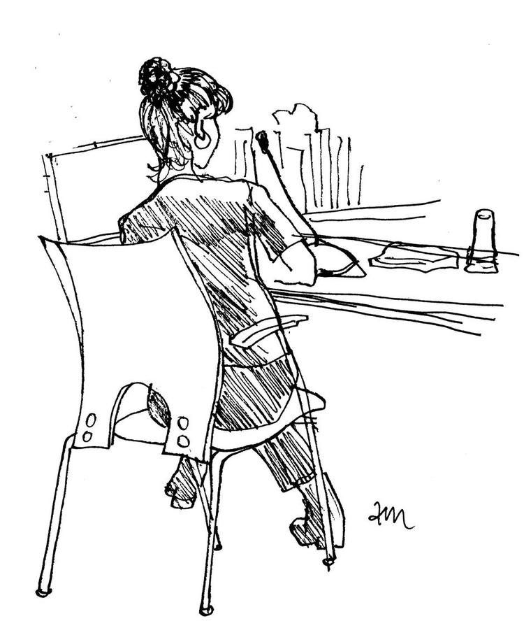 Dømt. Lise Bondesens logik sagde hende, at tys-tys-kildens oplysninger måtte være ulovlige. Alligevel brugte hun dem på Se og Hør og avancerede til nyhedschef. Hun har siden tilstået og er dømt i sagen – og i dag vidnede hun mod sine gamle kolleger. Tegning: Anne-Marie Steen Petersen 