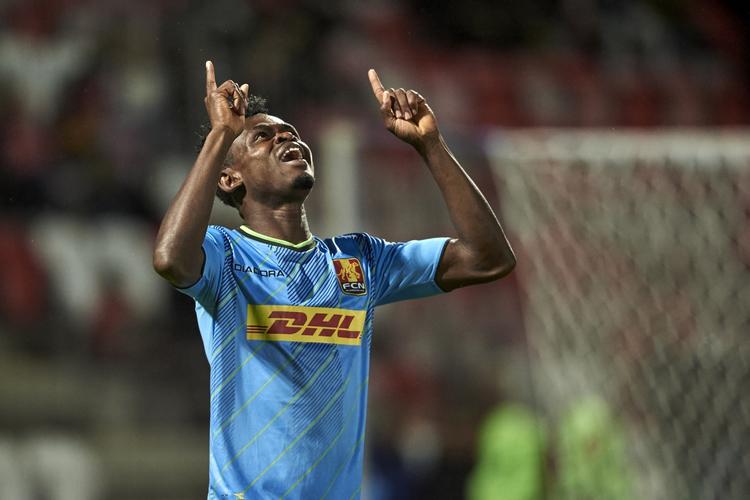 Mål. Godsway Donyoh scorede til 1-0 for FC Nordsjælland. 