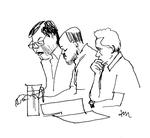 Lækage. Specialanklager Morten Frederiksen (tv.) afhørte mandag sikkerhedsrådgiver Morten Jensen fra Nets. Tegning: Anne-Marie Steen Petersen 