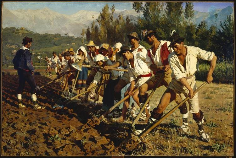 Lårbasser. P.S. Krøyers 'Italienske Markarbejdere' fra 1880 er blandt de malerier der kan opleves på Hirschsprung. 