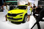 FAMILIEKLAR. Skoda Kodiaq har op til syv sæder, højbenet crossover-design, og den ser ud til at blive billigere end den nært beslægtede VW Tiguan. Skoda satser på, at Kodiaq skal blive en af de mest solgte modeller hos det tjekkiske bilmærke. 