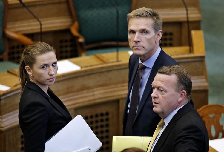 Åbningsdebat. Socialdemokraternes Mette Frederiksen, Dansk Folkepartis leder Kristian Thulesen Dahl og Statsminister Lars Løkke Rasmussen. 