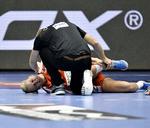 Skadet. Anfører Stine Jørgensen udgik i 1. halvleg, da hun faldt uheldigt. 