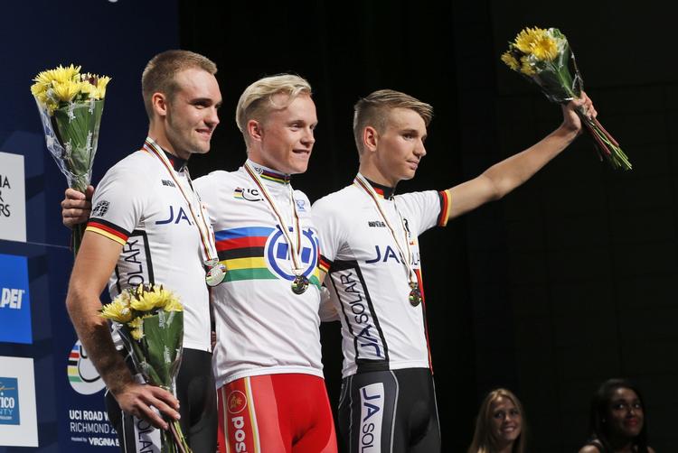 Titelforsvar. Mads Würtz Schmidt (i midten) har potentialet til at genvinde guldet i enkeltstart. 