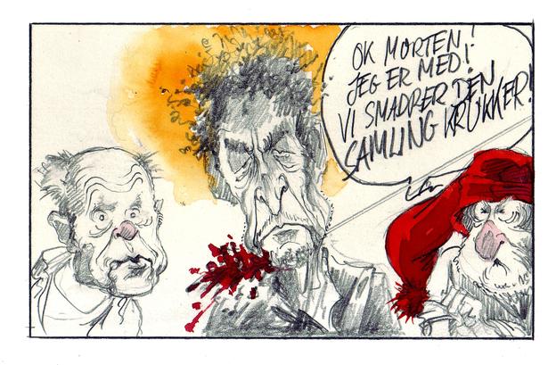 Her ses tidligere Politiken-journalist Morten Sabroe, uden nissehue, med en glorieombrust Bobærværdighed i forbindelse med en julekalender. 