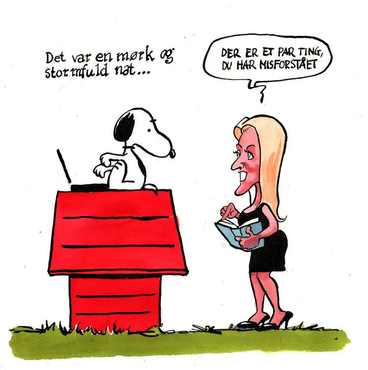 Bestseller. To forskere beskriver, hvordan man skriver en bestseller. Tegning: Roald Als 