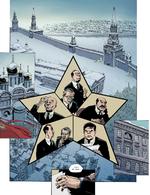 DØD. Stalin er død, men hvem skal følge efter ham? Berija holder godt øje med Molotov, mens Malenkov læser på det med småt, og den senere sejrherre Nikita Khrusjtjov tørrer sveden af panden. Illustration: Thierry Robin 