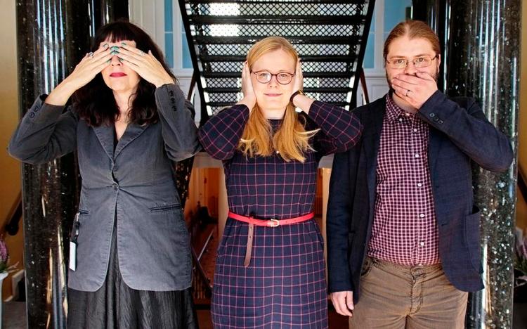 Idealister. Piratpartiets tre frontfigurer er Birgitta Jónsdóttir (tv.). Ásta Guðrún Helgadóttir (i midten) og Helgi Hrafn Gunnarsson (th.). 
