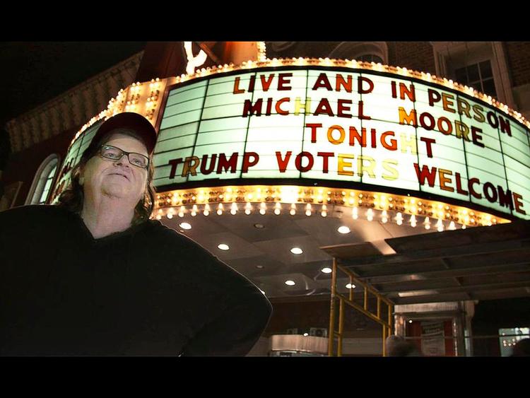 Forsoning. Instruktør Michael Moore er taget til Trump-land i forsoningens navn, men enhver ved, at han aldrig vil kunne flytte en stemme fra Trump til Clinton. 