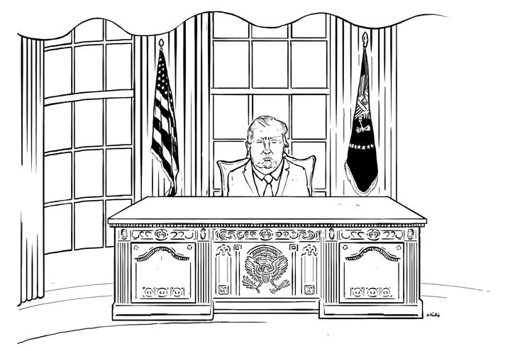 Planer. Vi har kigget på, hvad Trump har sagt, han vil gøre i de første 100 dage i det ovale kontor. Tegning Philip Ytournel. 