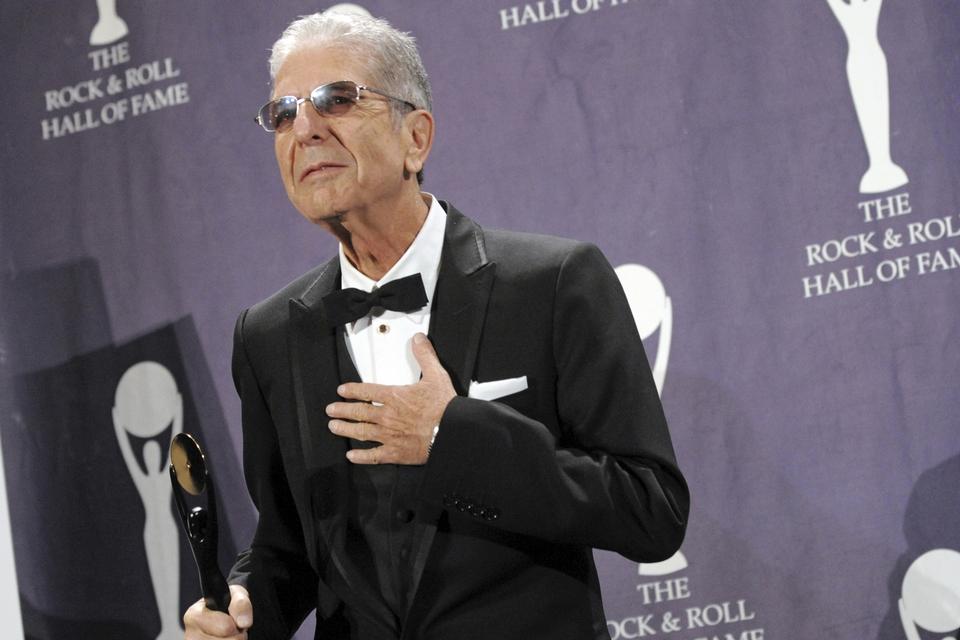 Leonard Cohen back stage i forbindelse med optagelsen i Rock and Roll Hall of Fame i New York 10. marts 2008. 