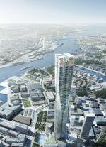 240 METER. Den amerikanske tegnestue SOM står bag mange skyskrabere. Her en model af det kommende Karlatornet, der skal pryde Gøteborg. (Foto: Pixelflakes/SOM) 