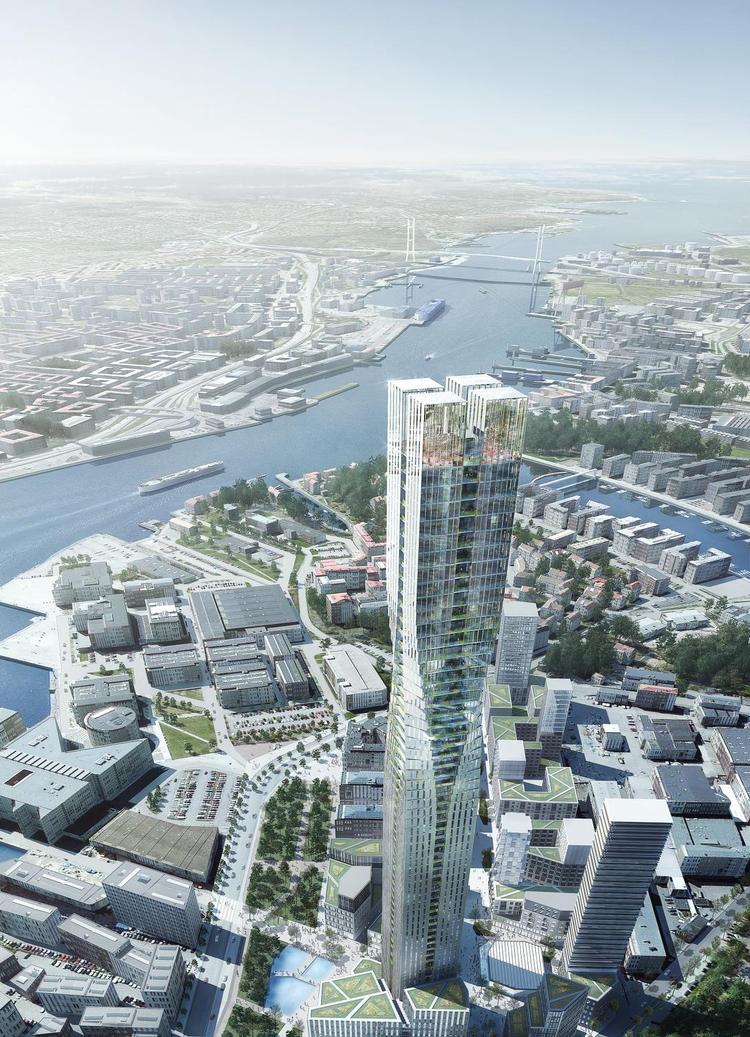 240 METER. Den amerikanske tegnestue SOM står bag mange skyskrabere. Her en model af det kommende Karlatornet, der skal pryde Gøteborg. (Foto: Pixelflakes/SOM) 