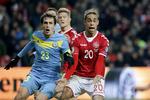 banens bedste. Yussuf Poulsen var Danmarks bedste i 4-1-sejren over Kasakhstan. Foto: Jens Dresling 