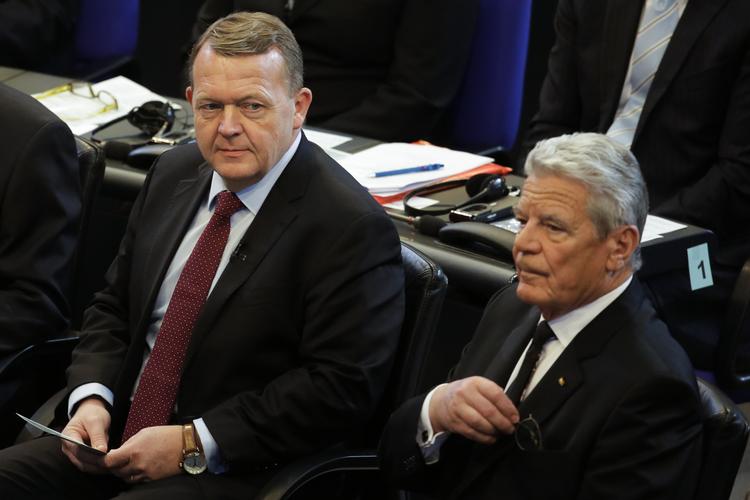 STATSMINISTER Lars Løkke Rasmussen med den tyske forbundspræsident Joachim Gauck i parlamentet, Forbundsdagen i Berlin. 
