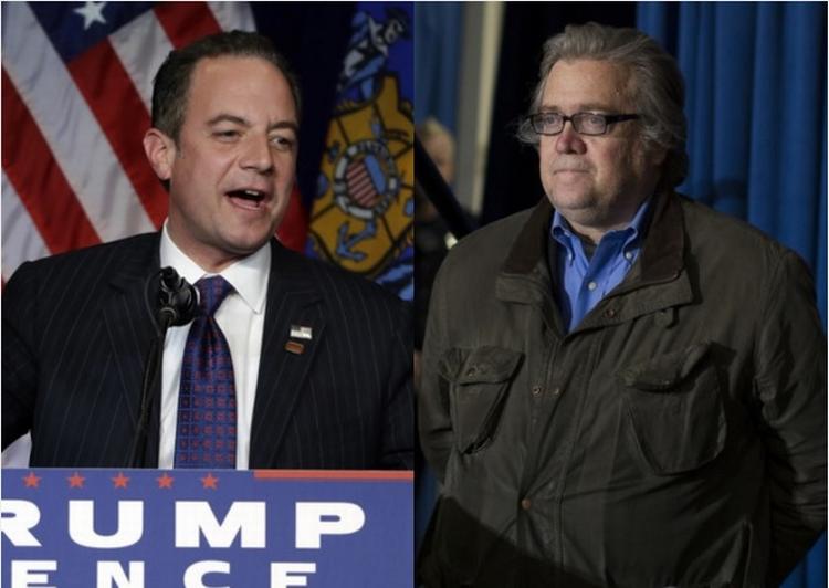 Chefer. Reince Priebus (tv) og Stephen Bannon (th) er blevet udnævnt til henholdsvis stabschef og chefstrateg i den nye Trump-regering. 