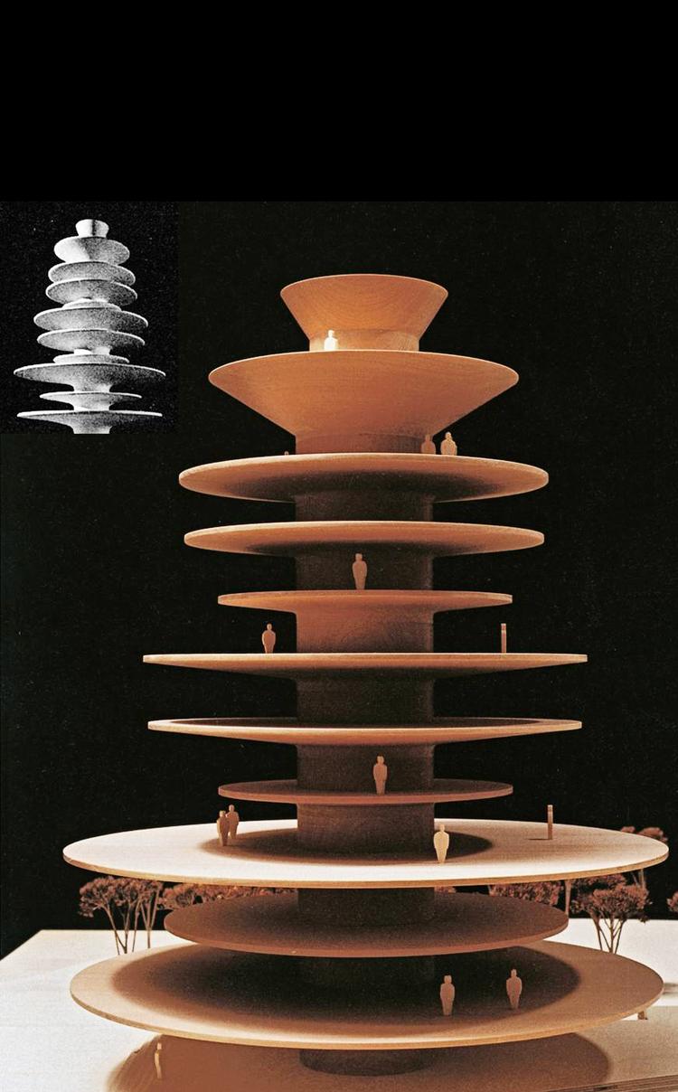 Platforme. Jørn Utzons organiske forslag til Langelinie pavilionen tabte til Nils og Eva Koppels minimalisme. Modellen er en reproduktion af Hans Villadsen. Foto: Torben Eskerod. 