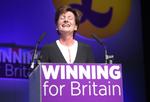 VINDER Diane James på talerstolen, da hun var blevet valgt til ny leder for Ukip. 
