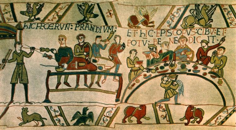 Bayeux. Detalje fra det berømte Bayeux-tapetet i Frankrig. 