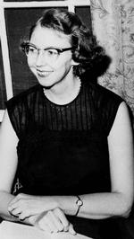 Fiksstjerne. Flannery O' Connor døde i 1964, fotografiet her er taget to år inden.  Arkivfoto: AP 