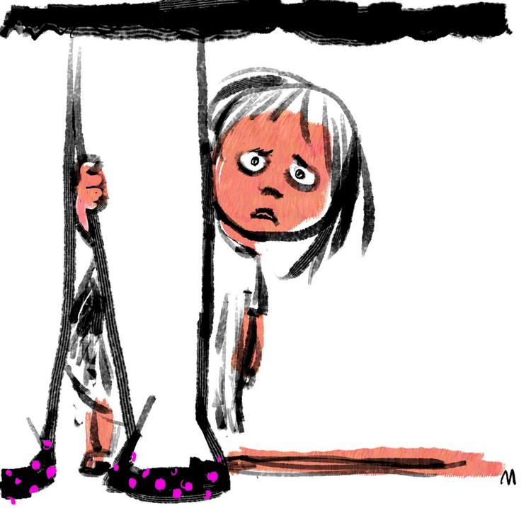 Børns sorg er uforudsigelig, og derfor skal skolerne løbende lytte til de børn, der har mistet deres nære. Arkivtegning: Mette Dreyer Tegning: Mette Dreyer 