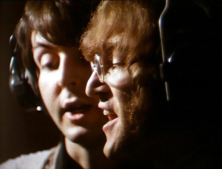 John Lennon og Paul McCartney i Abbey Road studierne, 1968. 