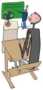 Mangel. Ifølge en ny måling er danskerne ikke gode nok til at efteruddanne sig.Tegning: Per Marquard Otzen 