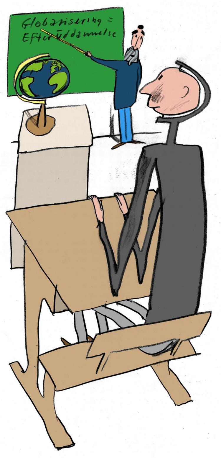 Mangel. Ifølge en ny måling er danskerne ikke gode nok til at efteruddanne sig.Tegning: Per Marquard Otzen 