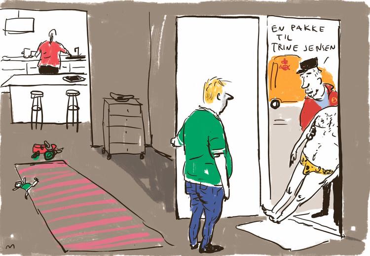 POSTORDRE. Sidespring er blevet mere legitimt - og der er sågar en hjemmeside for folk, der vil have en affære ved siden af deres ægteskab. Tegning Mette Dreyer