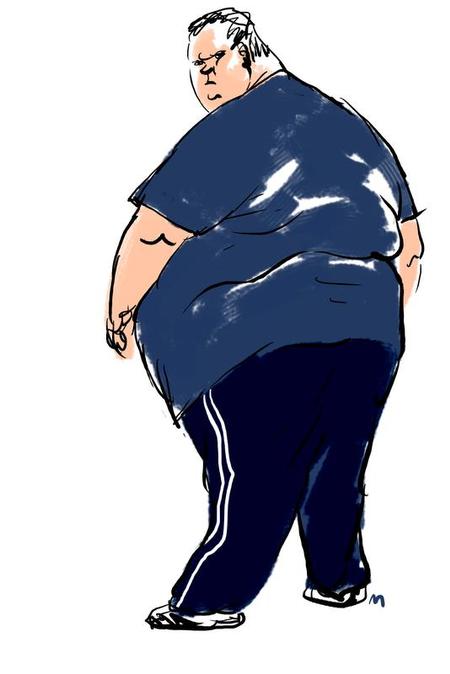 Jeg prøver som en sindssyg at undskylde for, at jeg er tyk, for min belastning af samfundet og for min eksistens. Jeg vil blot bede om, at vi tykke må være her - i hvert fald bare lidt endnu. Tegning: Mette Dreyer 