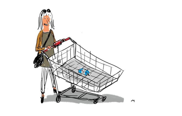 Nøjsomhed. Trine Baadsgaard giver i ny bog gode råd til hvordan man kan leve nøjsomt og spare penge. TEGNING: Mette Dreyer 