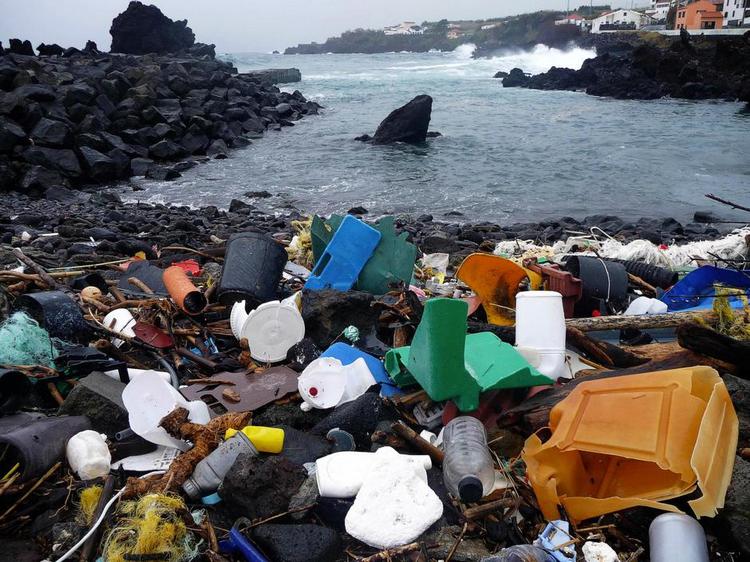 problematisk. Plastaffald på havet skæmmer strandene som her på Azorerne. Men et endnu større problem er, at det gradvis nedbrydes til bittesmå partikler, som er usynlige for det blotte øje, men giftige for miljøet. 