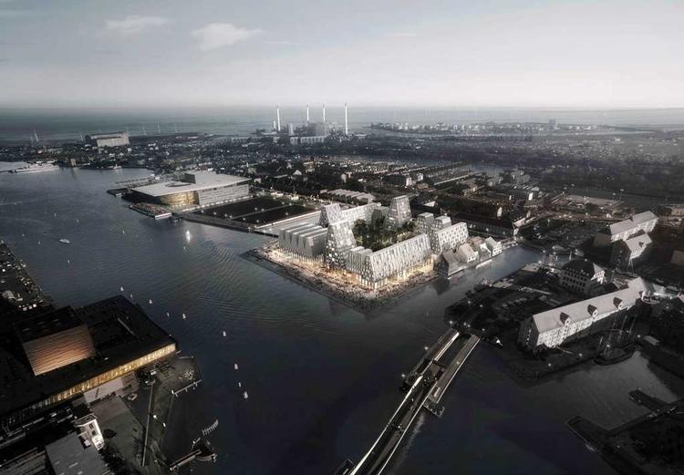 Vinderforslag. Sådan kunne Papirøen i fremtiden komme til at se, hvis tegnesten Cobe selv skal sætte billeder på den masterplan for for området, som i dag har vundet den store plankonkurrence for øen i Københavns inderhavn. Rendering:  Cobe