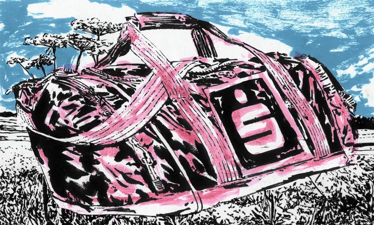 Skæbne. Drejer du til højre? Eller drejer du til venstre? I første afsnit af Third Ears nye sæson er den beslutning bogstaveligt talt afgørende for en ung gut på knallert. Illustration af Asbjørn Skou