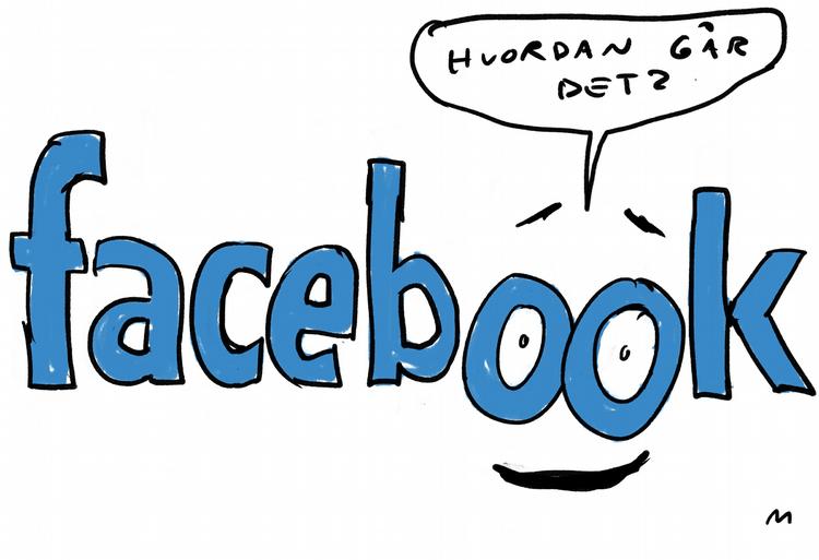 FILTERLØS. Mange forældre glemmer, at alle kan læse med, når de kommunikerer med deres store børn på Facebook METTE DREYER /Politiken-Tegning