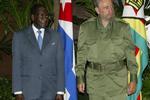 Fidel Castro overdrog først magten til sin lillebror Raul Castro i 2008, da han gennem længere tid havde været svækket af sygdom. Her ses Fidel Castro sammen med Zimbabwes jævnaldrende despot, Robert Mugabe. (Foto: AP) 