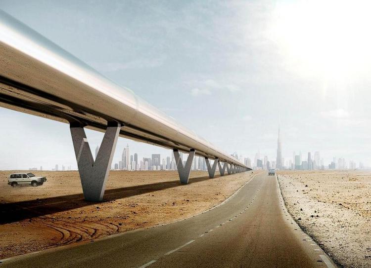 Lyntransport. Hvis tekniske udfordringer overvindes, vil folk om bare fire år kunne blive transporteret med 1.200 km/t. i disse rør. Illustration: BIG 