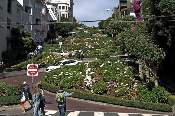 Lombard Street i San Francisco hælder på en mindre strækning 27 grader. Ikke byens stejleste, men næsten. For at gøre strækningen lettere at passere blev den i 1922 udstyret med hårnålesving. Det gav samtidig plads til blomsterbede ved siden af vejen og vupti: en kombineret park og vej. 