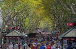 Indbyggerne i Barcelona er ved at være trætte af de mange turister i byen som her på en velbesøgt dag på Ramblaen. 
