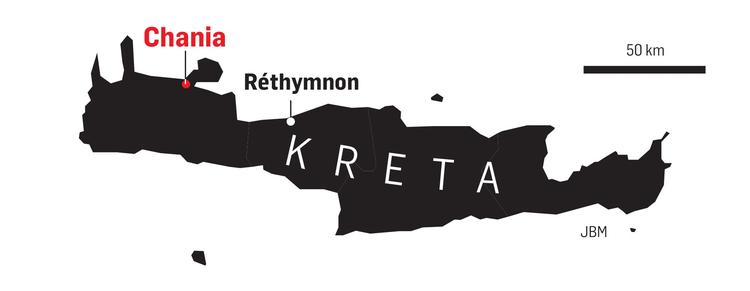 Blækklatkort Chania Kreta