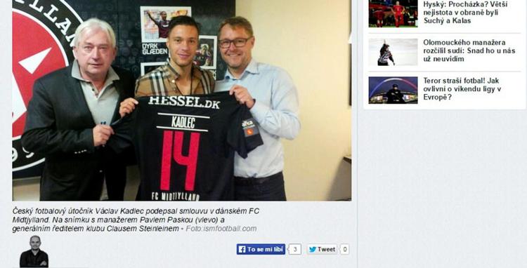 I november 2015 sikrede FCM-direktør Claus Steinlein (til højre) sig en underskrift fra Vaclav Kadlec, der i Herning var akkompagneret af sin agent, Pavel Paska. 