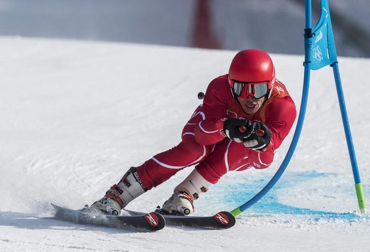 Casper Dyrbye på vej ned ad samme pist, som Marcel Hirscher brugte til at vinde guld på. At være ’lige’ med stjerner giver god erfaring. 