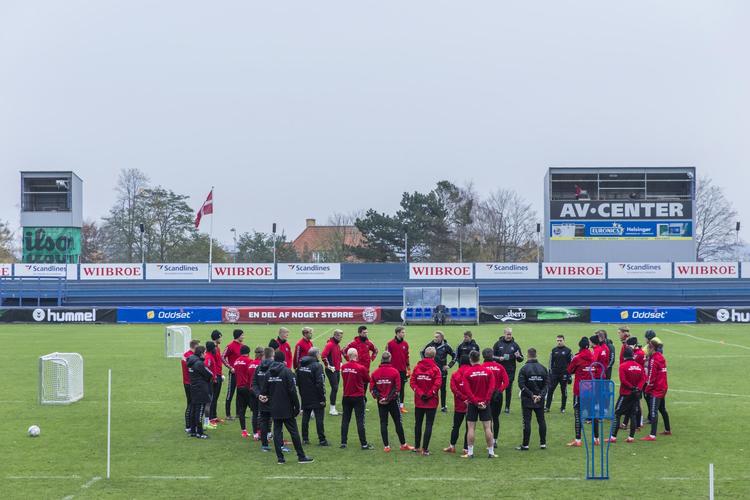 Helsingør Stadion har de seneste år været landsholdets faste træningsbane, men nu er aftalen mellem DBU og Helsingør Kommune udløbet. Foto: Polfoto 
